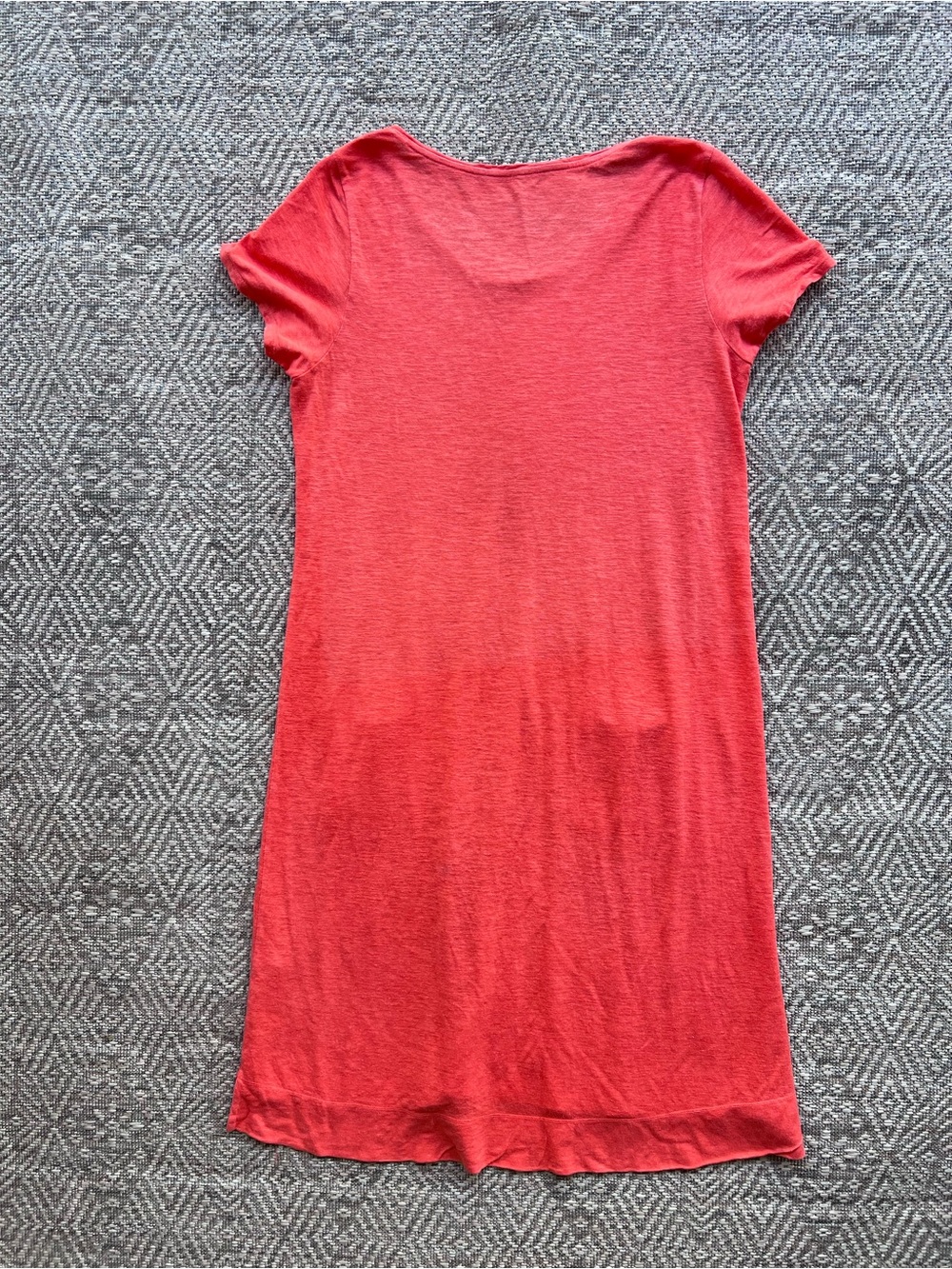 Eileen Fisher PM Orange Hemp Cotton Shift Dress Short Sleeve Pockets Petite - Picture 6 of 6